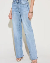 V Front Waistband Straight Leg Jeans - Jeans