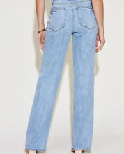 V Front Waistband Straight Leg Jeans - Jeans