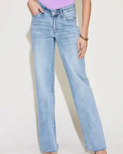 V Front Waistband Straight Leg Jeans - Light / Jeans