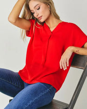 V-Neck Dolman Sleeve Solid Basic Top