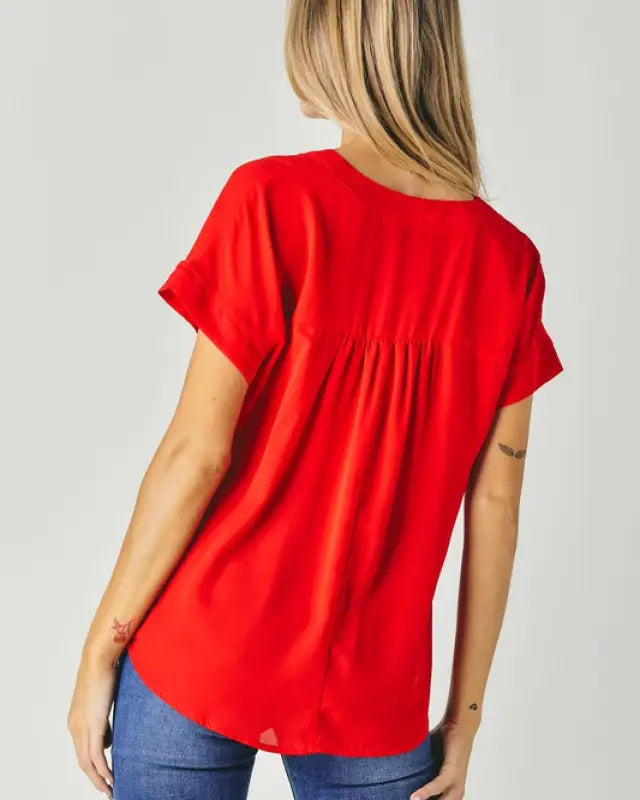 V-Neck Dolman Sleeve Solid Basic Top