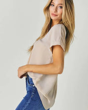 V-Neck Dolman Sleeve Solid Basic Top