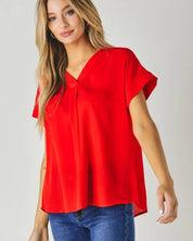 V-Neck Dolman Sleeve Solid Basic Top