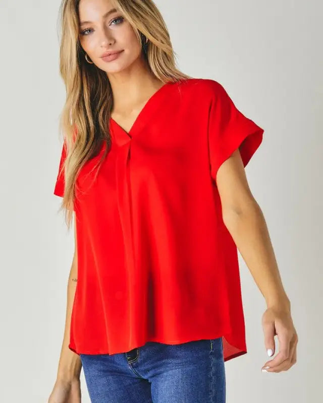 V-Neck Dolman Sleeve Solid Basic Top