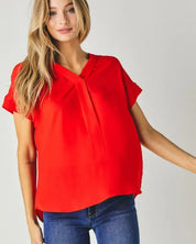 V-Neck Dolman Sleeve Solid Basic Top