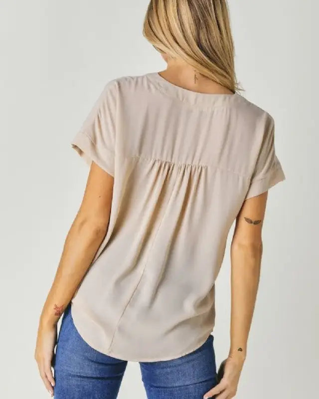 V-Neck Dolman Sleeve Solid Basic Top