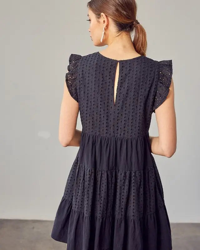 V-Neck Eyelet Dress