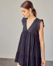 V-Neck Eyelet Dress