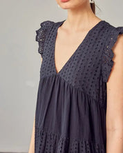 V-Neck Eyelet Dress