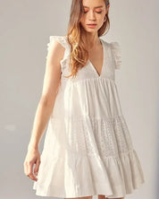 V-Neck Eyelet Dress