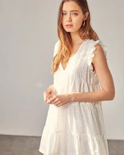 V-Neck Eyelet Dress