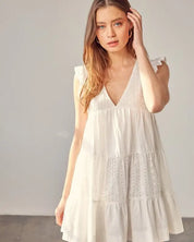 V-Neck Eyelet Dress