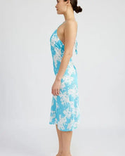 V NECK FLORAL DRESS WITH OPEN BACK