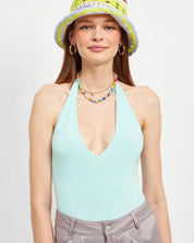 V Neck Halter Bodysuit