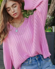 V Neck Loose Sweater Top