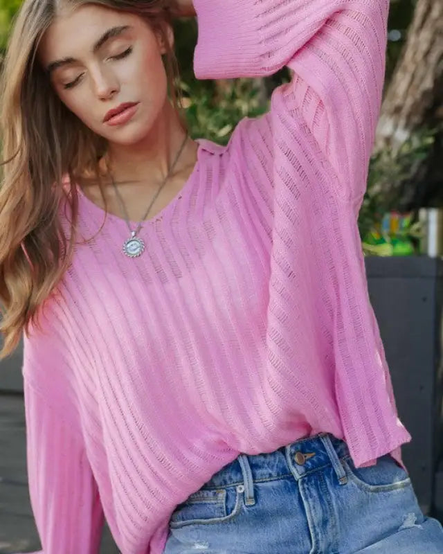 V Neck Loose Sweater Top