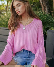 V Neck Loose Sweater Top