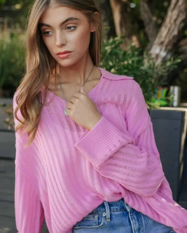 V Neck Loose Sweater Top