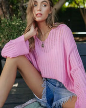 V Neck Loose Sweater Top