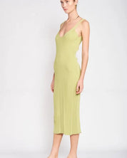 V Neck Ribbed Midi Dress With Open Back