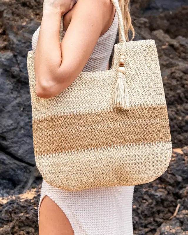 Valeria Two - Tone Straw Tote