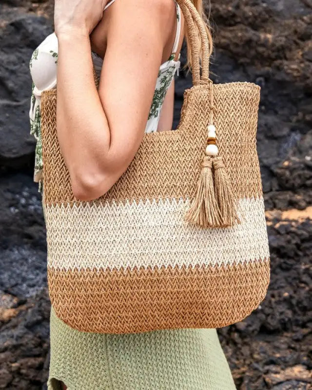 Valeria Two - Tone Straw Tote