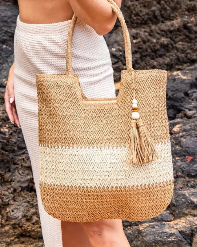 Valeria Two - Tone Straw Tote