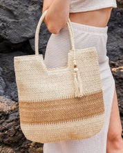 Valeria Two - Tone Straw Tote