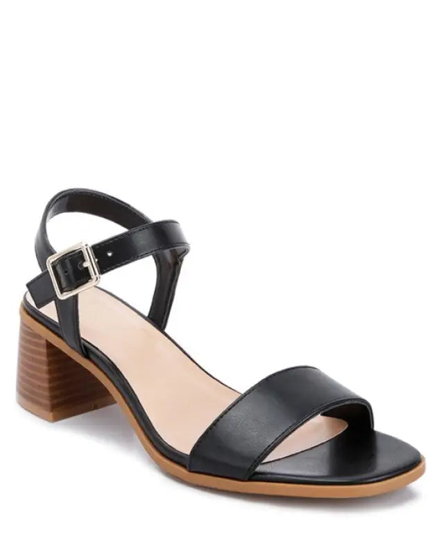 Varya Stacked Heel Sandals - Black / US - 5 UK - 3 EU - 36