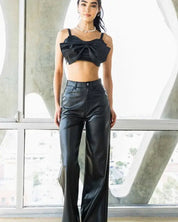 Vegan Leather Wide Leg Pants