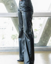 Vegan Leather Wide Leg Pants