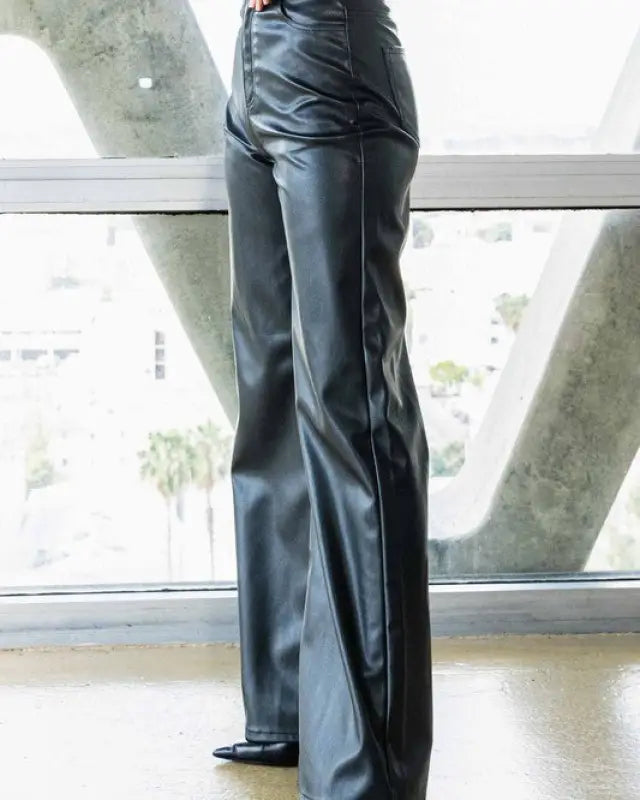 Vegan Leather Wide Leg Pants