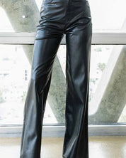 Vegan Leather Wide Leg Pants