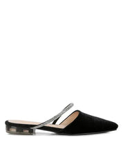 Velvet Diamante Flat Mules