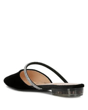 Velvet Diamante Flat Mules