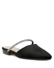 Velvet Diamante Flat Mules