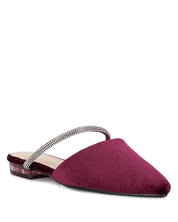 Velvet Diamante Flat Mules