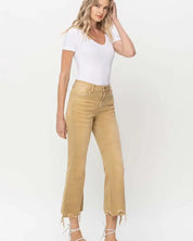 Vintage High Rise Raw Flare Hem Detail Jeans