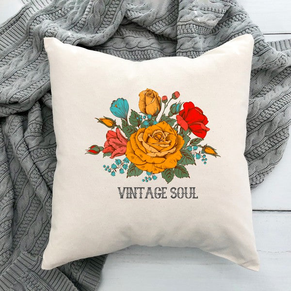 Vintage Soul Flowers Pillow Cover
