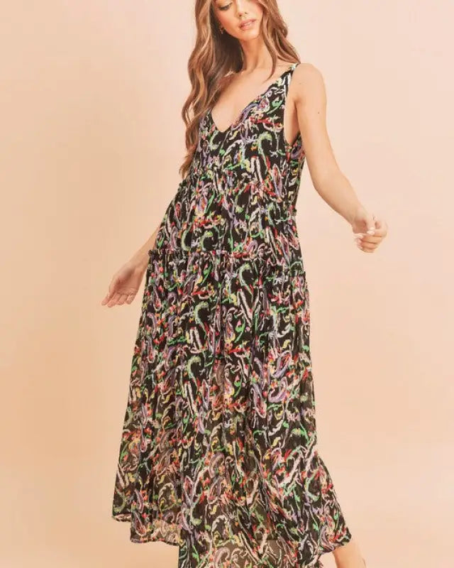 Violetta Maxi Dress - BLACK MULTI / S