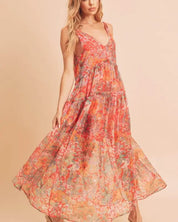 Violetta Maxi Dress - RED FLORAL / S