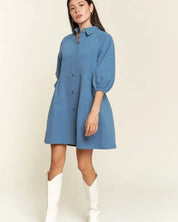 Washed denim style dress - Dresses