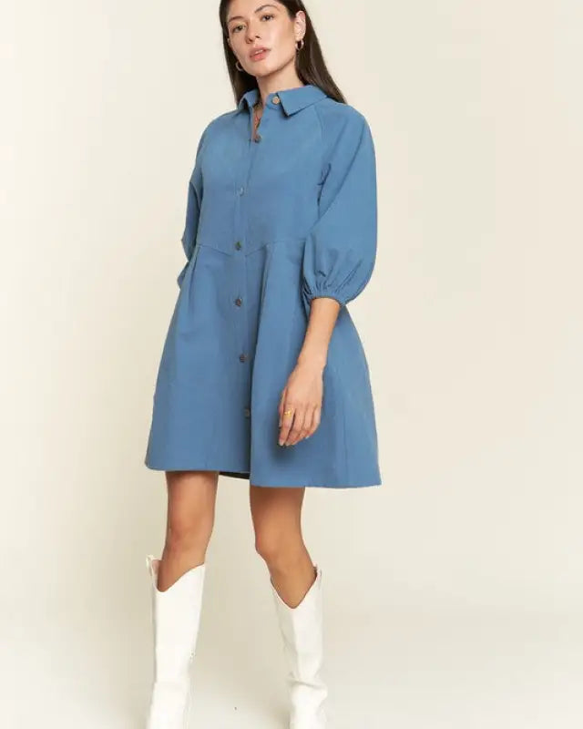 Washed denim style dress - Dresses