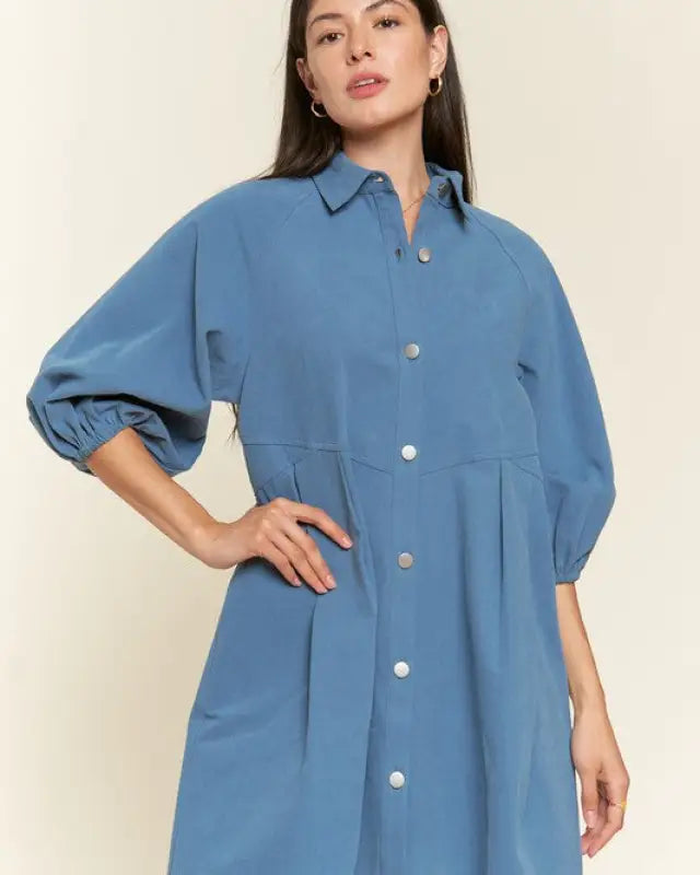 Washed denim style dress - Dresses