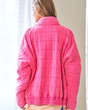 Washed Soft Comfy Quilting Zip Closure Jacket