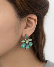 Water Lily Stone Earrings - Green / OS