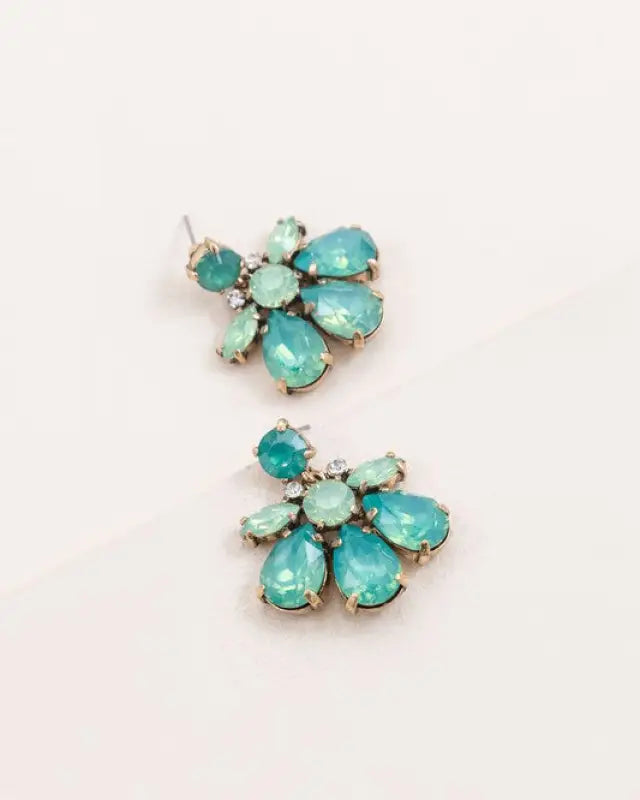 Water Lily Stone Earrings - Green / OS