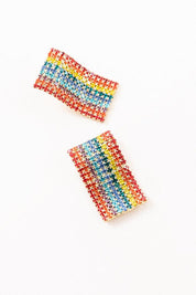 Wavy Rainbow Bar Earrings - Multi / OS