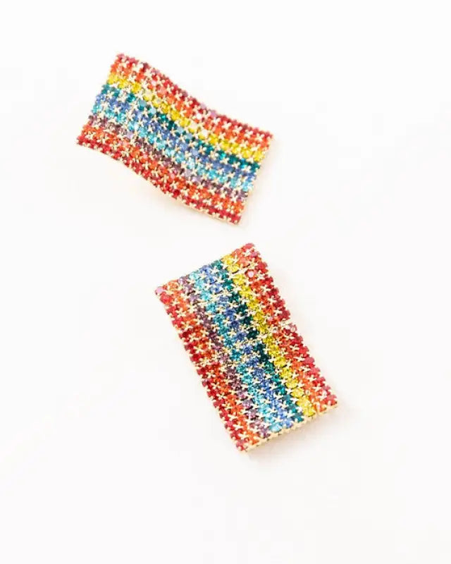 Wavy Rainbow Bar Earrings - Multi / OS