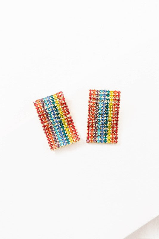 Wavy Rainbow Bar Earrings - Multi / OS